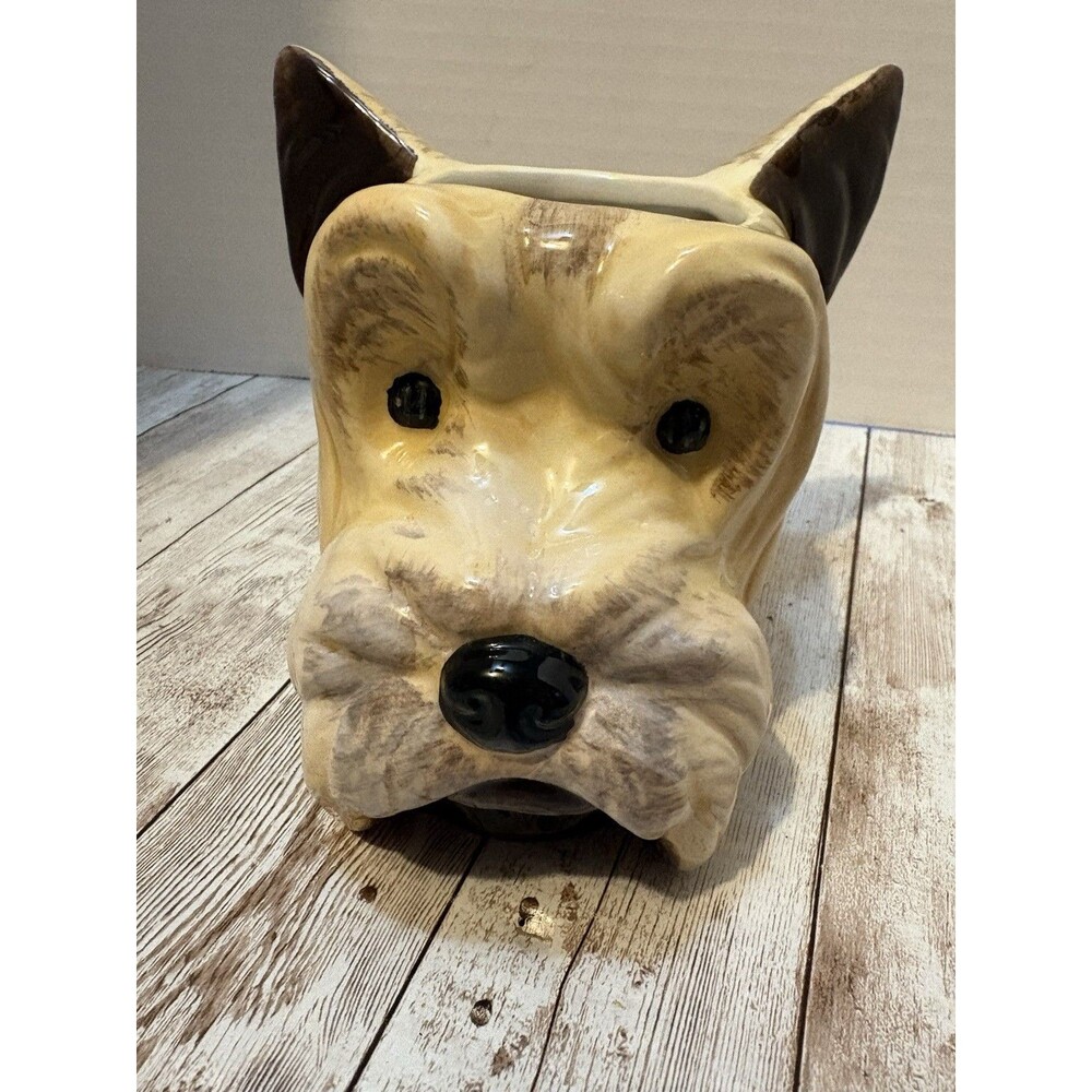 Hobby Lobby Ceramic Terrier Dog Head Planter Vase Tan Brown Pet Decor